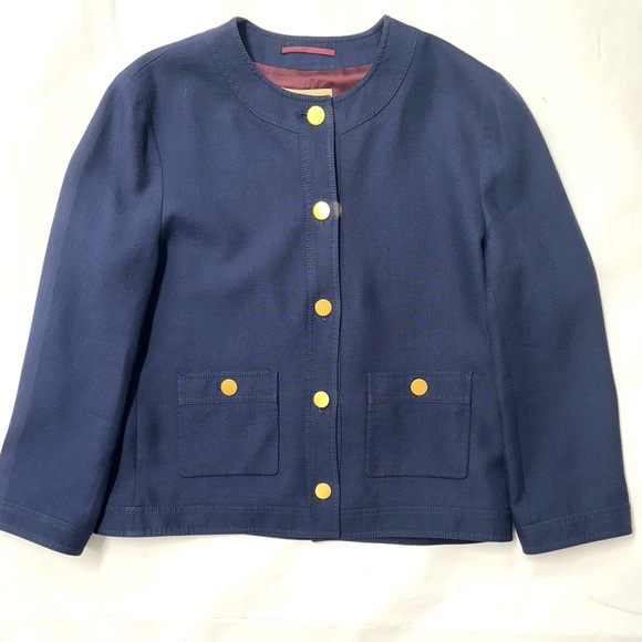 Gucci Uniform Linen Blend Blazer Jacket with Brass Buttons Navy Blue Size EU 44 - Picture 15 of 16
